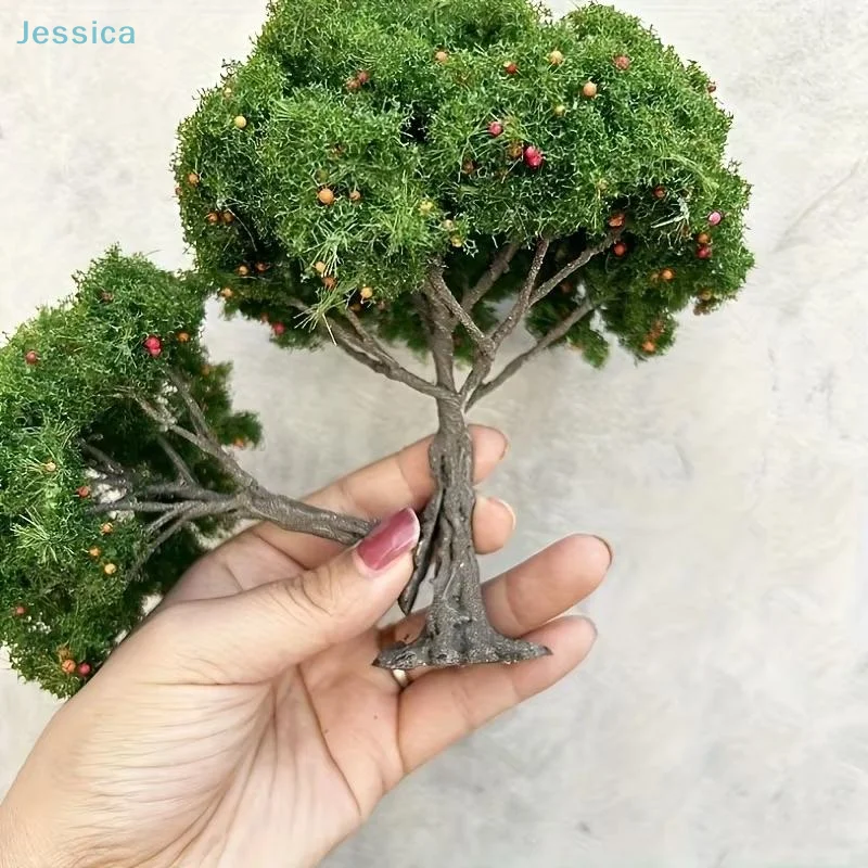 ♥ Mini bonsái artificial topiario de musgo realista con bayas, árbol falso para jardín de hadas, terrario, escritorio y decoración del hogar