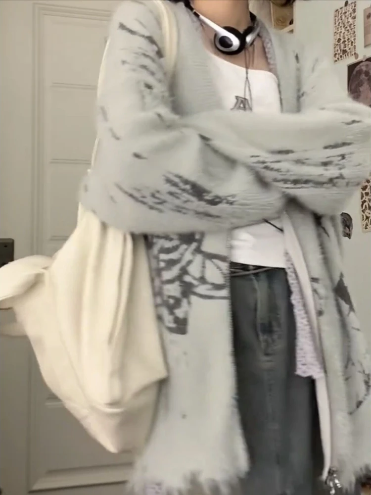 Strickjacke Frauen Herbst V-ausschnitt Zipper Lose Koreanischen Stil Täglichen Alle-spiel Preppy Studenten Mode High Street Chic taaди dziут