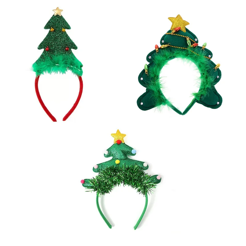 Diadema navideña con motivos de árbol de Navidad, para niñas y niños, adultos, fiestas, disfraces, decoración navideña, accesorio para el cabello.