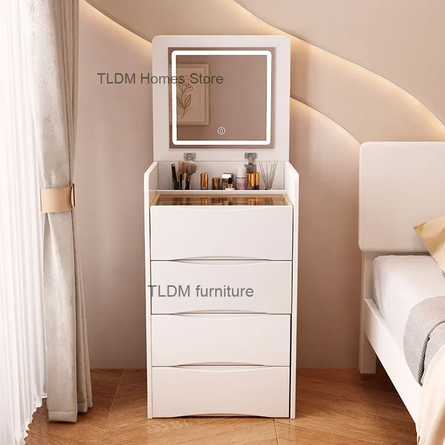 Flip Top Vanity Table Lighting Dividers Design Drawers Gray Color Small Tall Bedside Dressers Affordable Komody Room Furniture