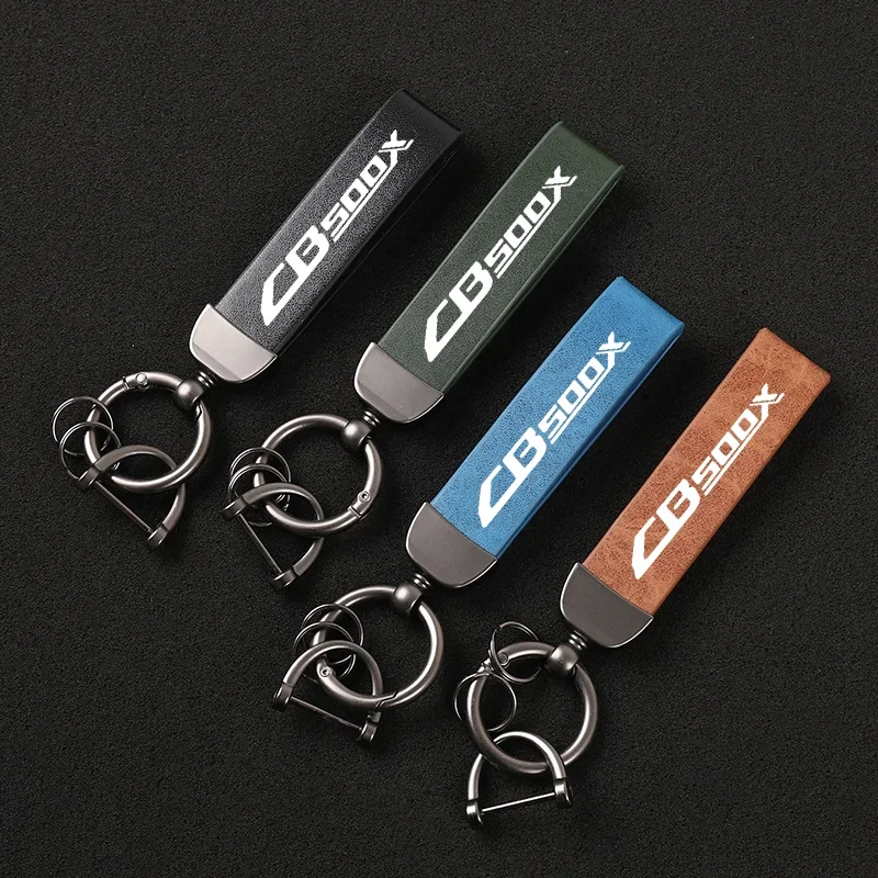 Motorcycle Leather Keychain Horseshoe Buckle Jewelry For Honda CB CB650R CB650F CB600F CB500X /F Motorcycle Accessories