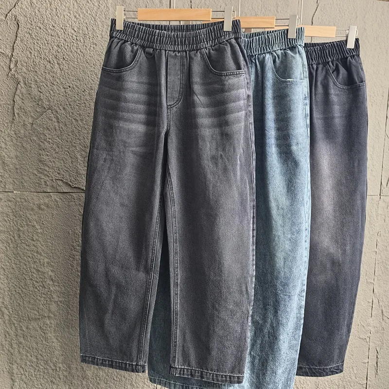 

Мужские джинсы свободного кроя Heavyweight Waed, весна-осень, выцветшие, в американском стиле, прямые, широкие штанины, повседневные, дышащие, из хлопка