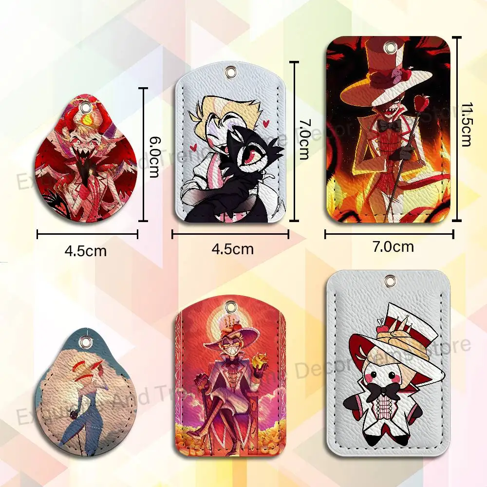 H-Hazbins Abel H-Hotel Key Tag Ring Leather Card Holder Key Ring Rectangle Access Card Holder