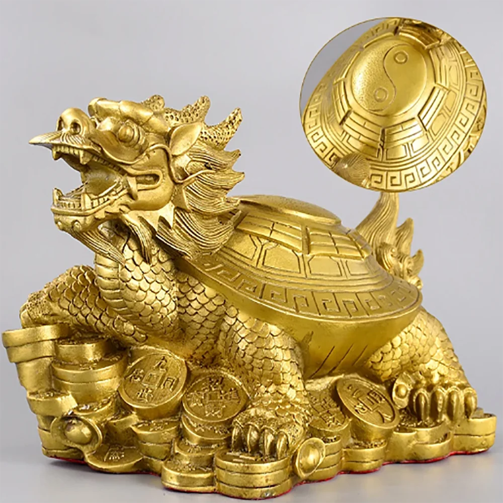 Large HOME Company SHOP store Efficacious Money Drawing thriving business Lucky ZHAO CAI dragon turtle FENG SHUI copper statue