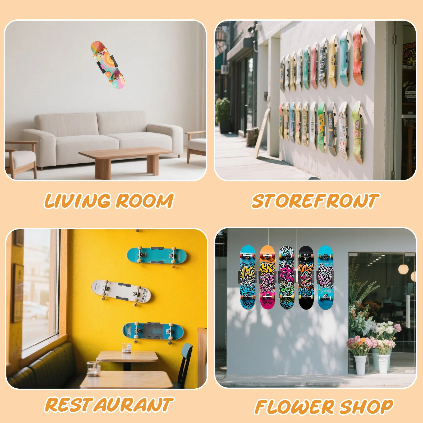 حامل حائط لوح التزلج 360 °   حامل عرض لوح التزلج الدوار منظم حائط لوح التزلج قابل للتعديل عالمي لديكور المنزل