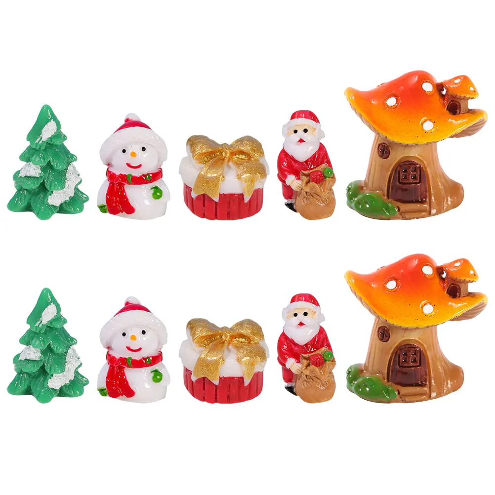 

10Pcs Snowman Micro-Landscape Ornaments Resin Mini Xmas Statues for Christmas Decor Tabletop Garden Landscaping Decoration