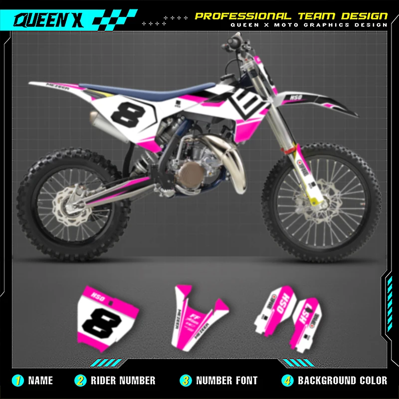 

Наборы наклеек с графикой Queen X MOTOR для Husqvarna TC85 2018 2019 2020 2021 2022 2023