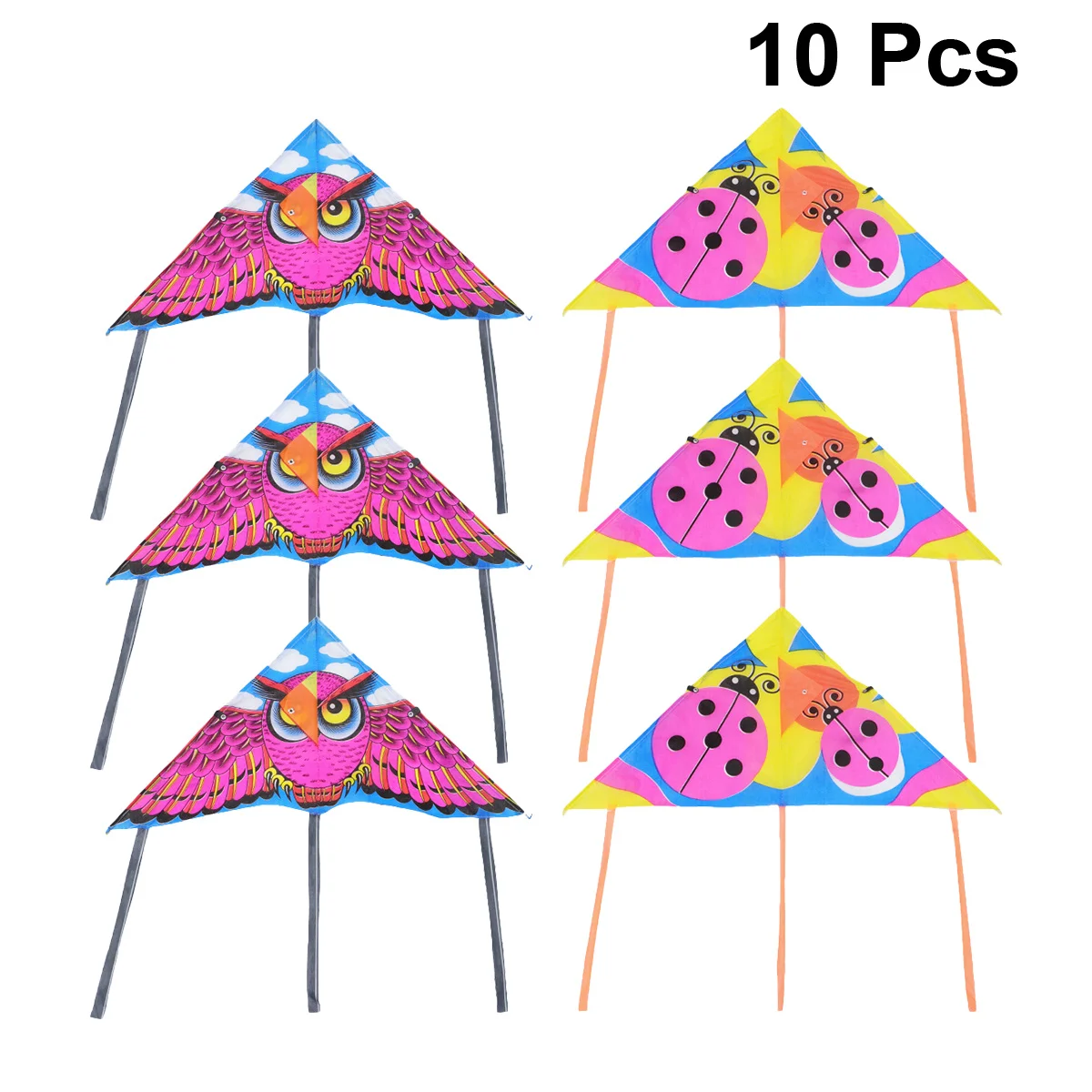 Cerf-volant en soie imperméable de 60cm, 10 pièces, Triangle volant, hibou, coccinelle, conception, fabrication exquise, activités de plein air pour parc pour enfants