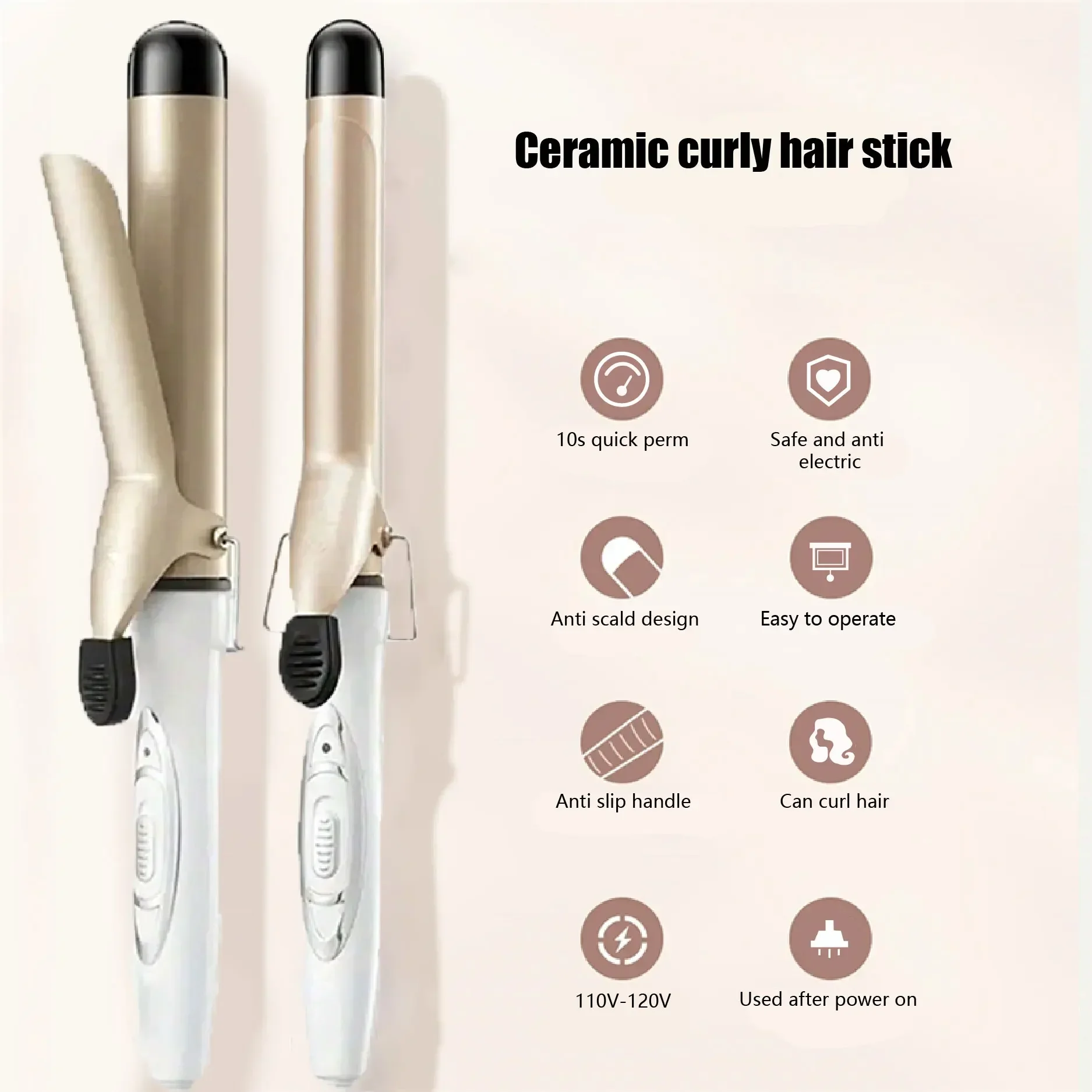

C-151 curly hair rod, home-use large wave golden curling iron, 32/25mm