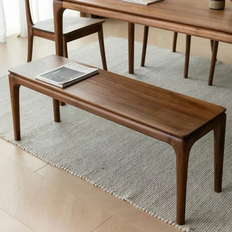 Nordic black walnut solid wood bench modern simple restaurant home dining table rectangular dining chair stool