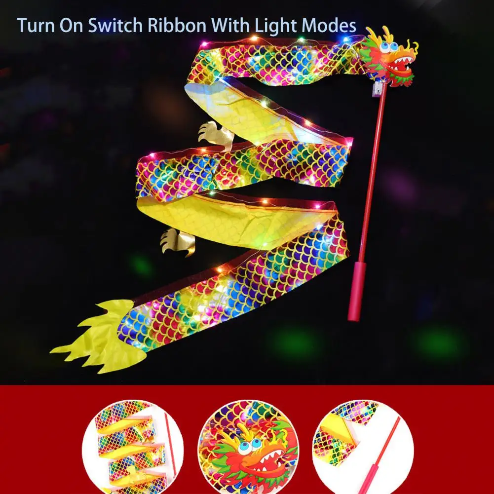 Luminous Dragon Ribbon Dance Lantern Chinese New Year lights Spring Festival Party Props Kid Toys Gift neon party decoration