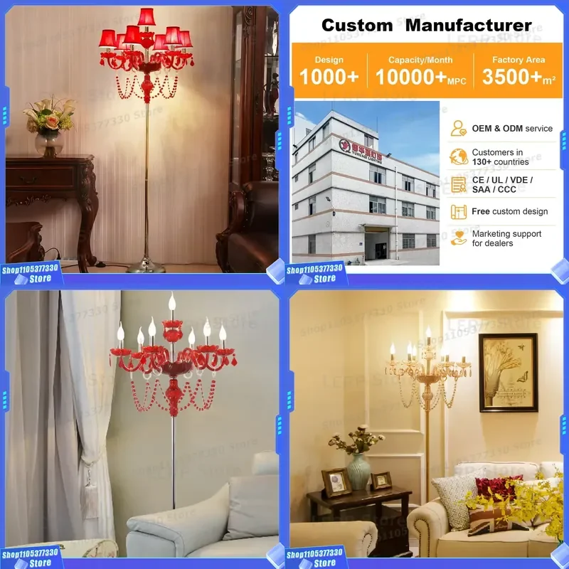 Modern Crystal LED Floor Lamp Luxury Standing Light for Hotel Lobby Villa Entrance Bedroom Bedside Home Office Desktop Night