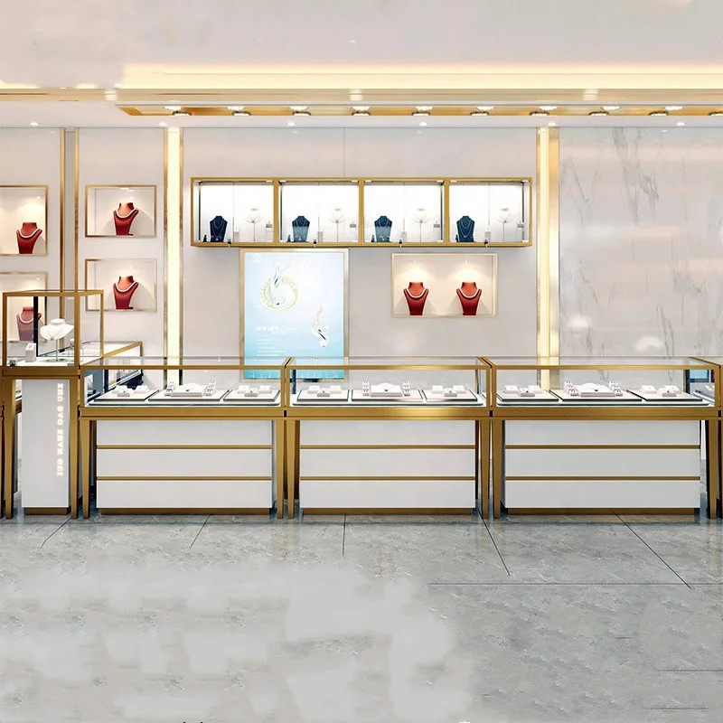 (Customized) Luxury Glass Cabinet Jewelry Store Fixture Jewelry Shop Interior Design Showcase