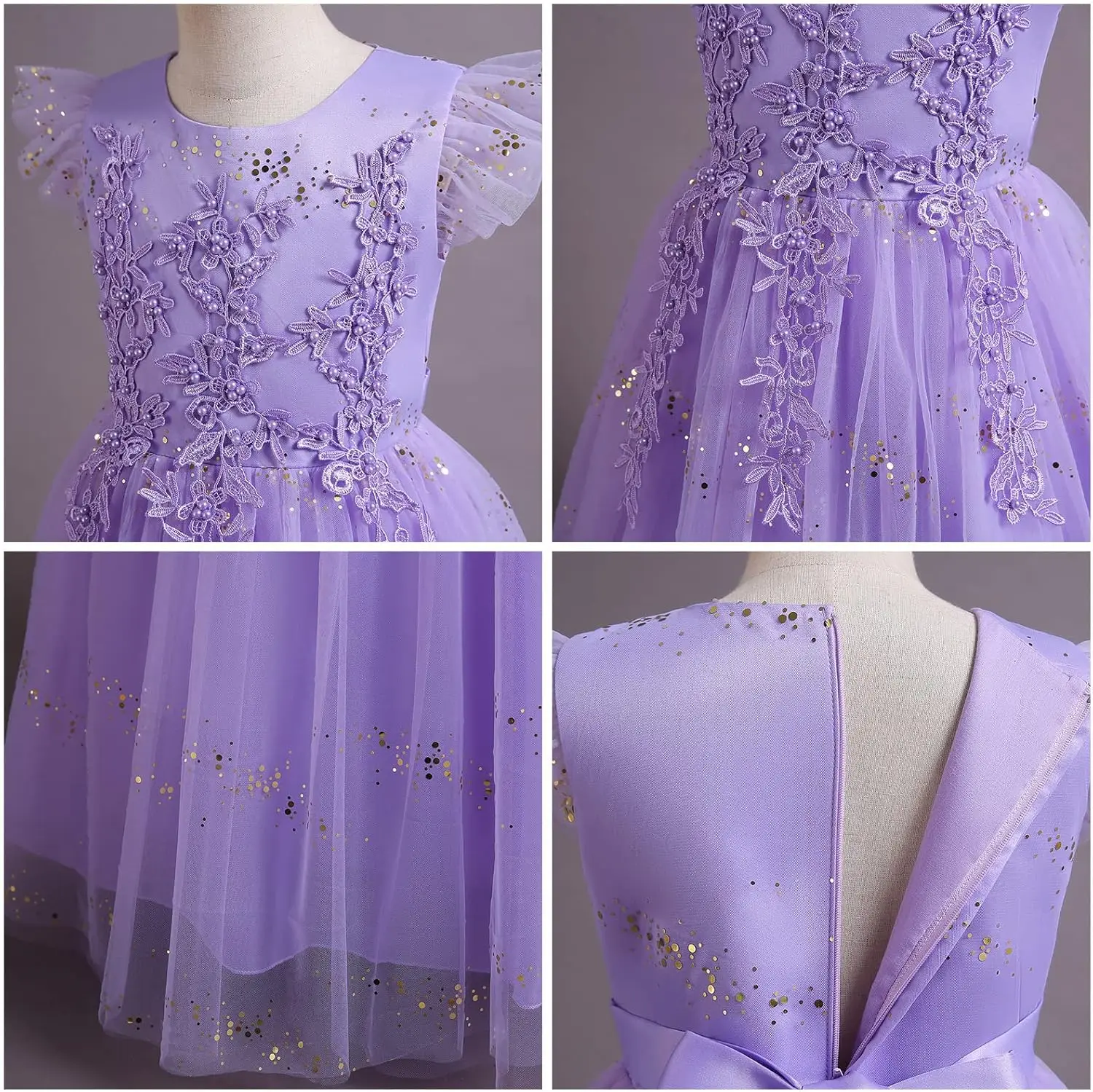 فستان فتاة الزهور لعيد ميلاد الأميرة للفتيات وحفلات الرقص وحفلات الزفاف، فستان سهرة رسمي لتطهير الأرضية، #5