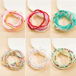 Boho Rice Bead Bracelet Hand Color Charm Bracelet For Women Layered Crystal Bracelets Cute Jewelry Simple Fashionable Accessory