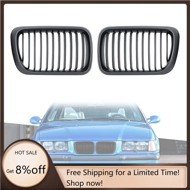 

1996-1999 Kidney Single Slat Gloss Black Matte Black Chrome Front Bumper Grille for E36 Auto Replacement