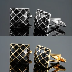 Men's French shirt cufflinks copper material black enamel mesh cufflinks fashion clothing accessories wholesale