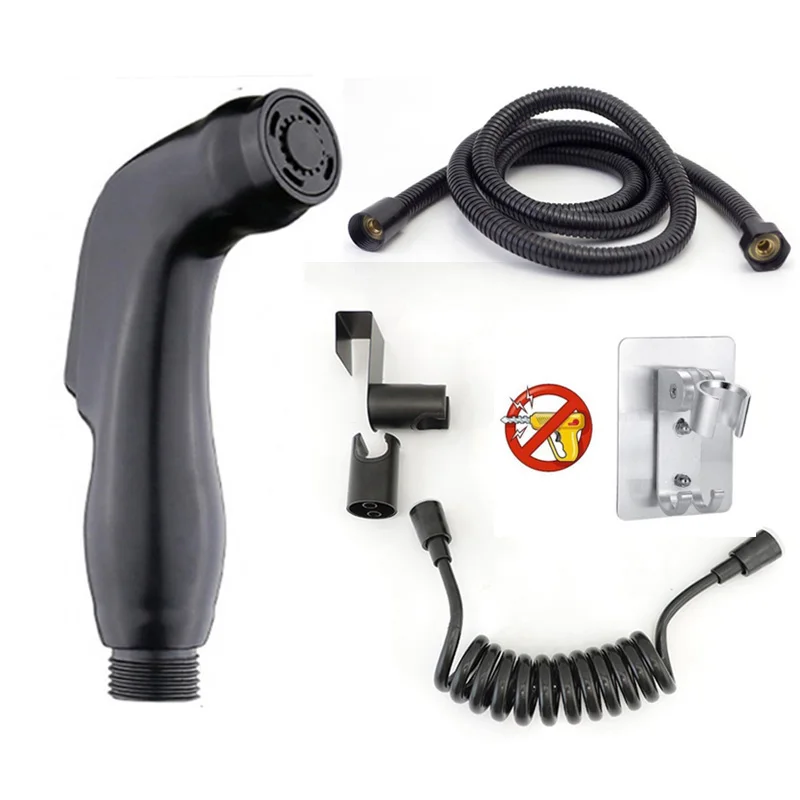 

Black Toilet Spray Gun Bidet Sprinklers Flushing Sprayer Shower Head Hook Holder Water Hose Valve Bathroom Accessories s1