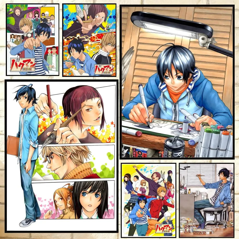 Póster de anime Bakuman popular, arte de pared impermeable HD versátil, decoración autoadhesiva para cualquier espacio, regalo Ideal