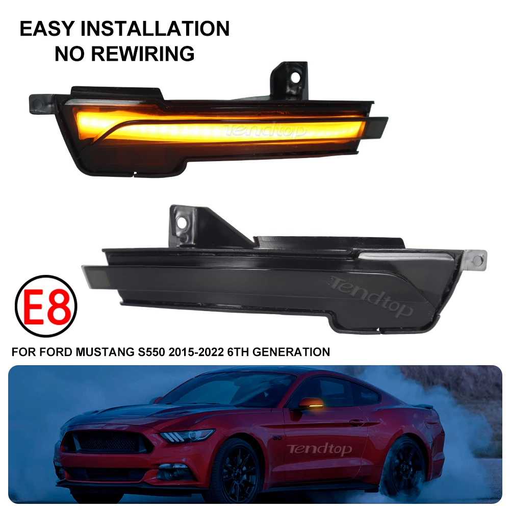 

Для Ford Mustang S550 2015-2022: Динамический светодиодный указатель поворота в зеркале заднего вида, последовательная лампа-индикатор, светодиодный мигающий сигнал