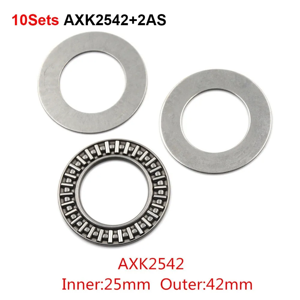 10Sets AXK0619-3047 Thrust Needle Roller Bearing Steel Cage Chrome Bearing Steel Plane Thrust Bearing 4mm Thickness 2AS Washers