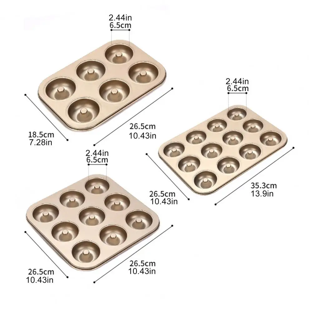 Donut Baking Pan 6-Count Carbon Steel Donut Pan for Baking Doughnut Molds Multifunctional Bakeware for Cakes Muffins Pies