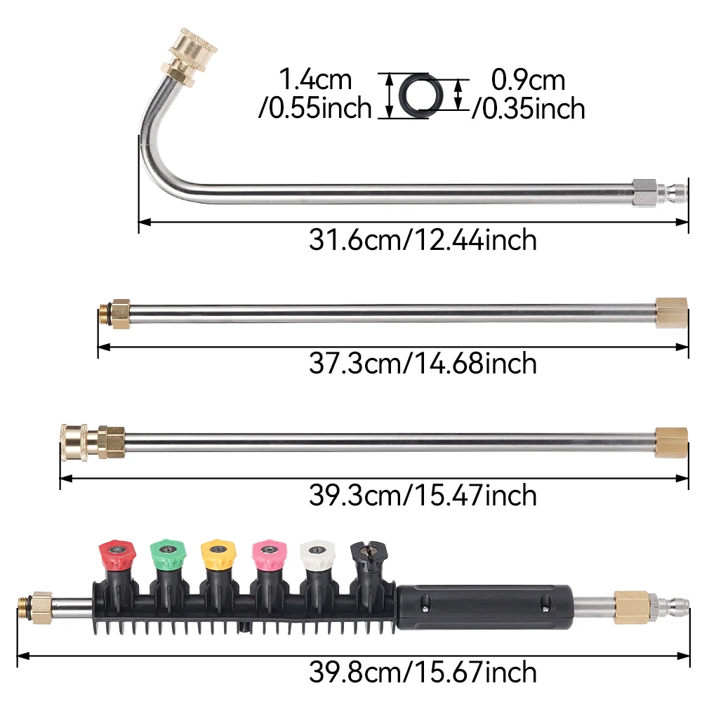 4000Psi High Pressure Car Wash Water Gun Head 2M Rod Air Conditioning Cleaning Extension Spray Rod 6-Color Nozzle Set