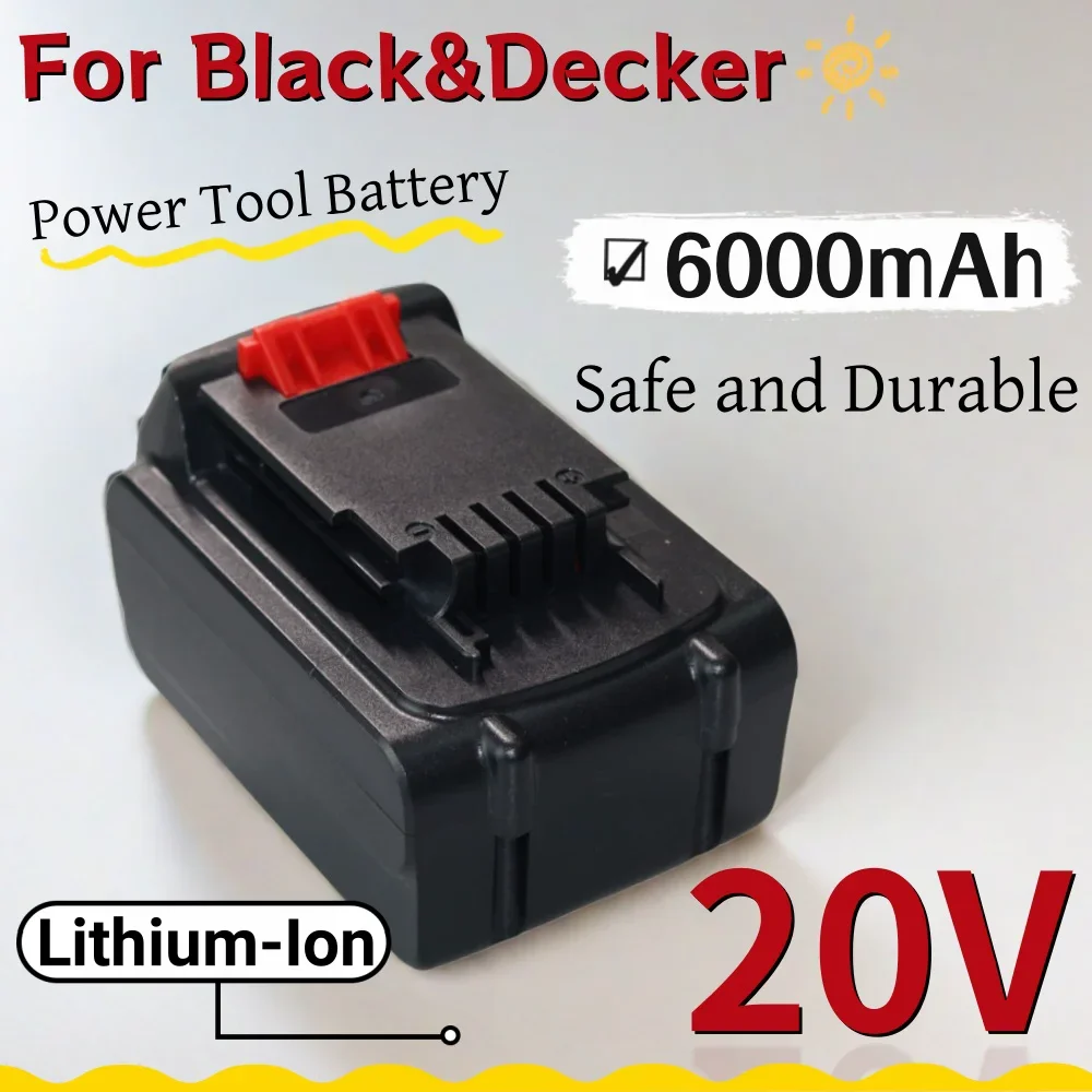 Batterie aste Eddie Ion, remplacement de batterie pour outil électrique Black & Decker LB20, LBX20, LBXR20, 20V, 6000mAh