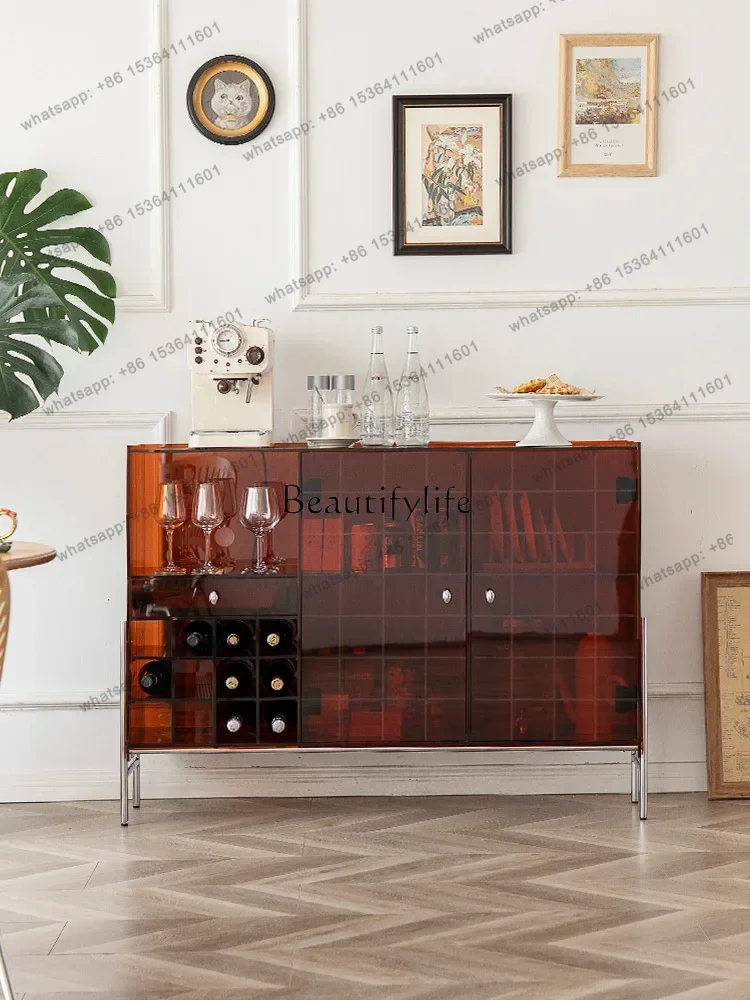 Light Luxury Acrylic Sideboard Cabinet Living Room Glass Storage Cabinet