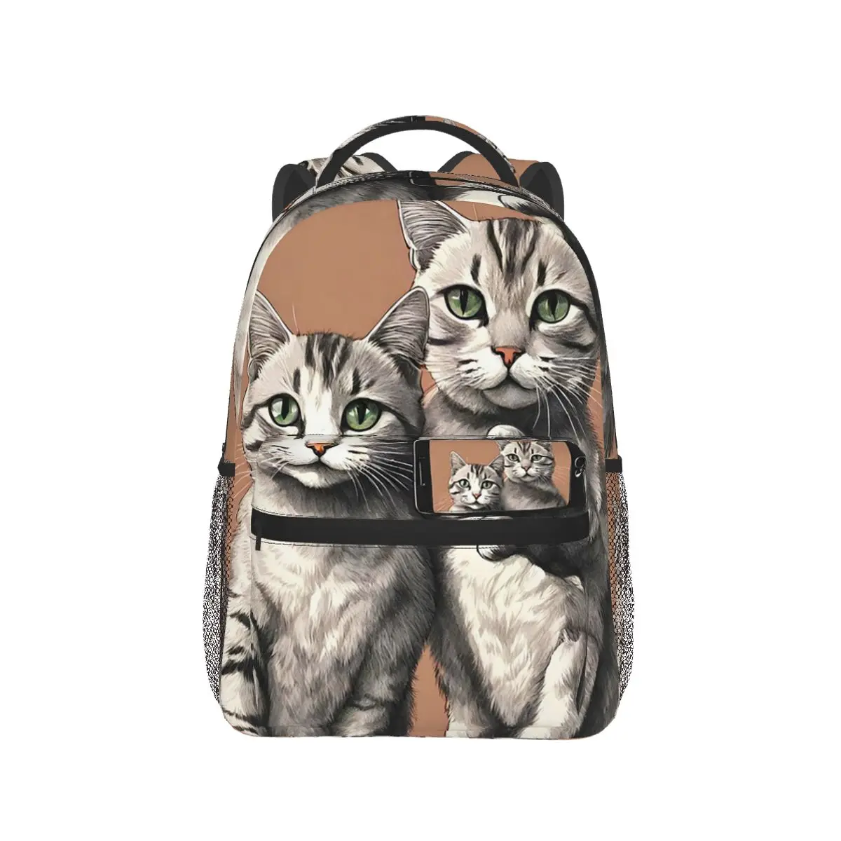 

Cartoon Cats Selfie Backpack Hot Sale Daypack Large Capacity Boys Girls BookBag School Bag Shoulder Bags for Men Women