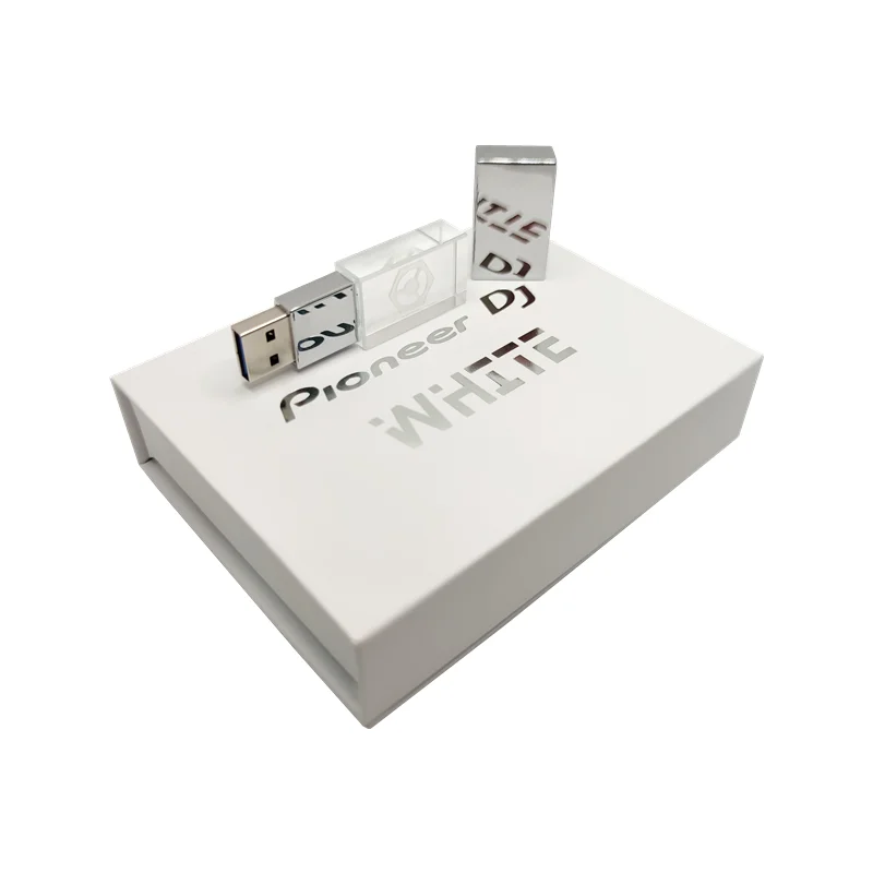Бесплатный пользовательский посеребренный DJ Логотип Цвет Женский металлический кристалл USB3.0 высокоскоростной Флэш-Накопитель 128 Гб 64 ГБ 32 ГБ и белая коробка
