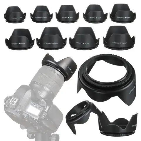 Screwed Sunshade Lens Hood For Nikon Canon Sony Fuji Olympus DSLR Camera  49mm 52mm 55mm 58mm 62mm 67mm 72mm 77mm 82mm