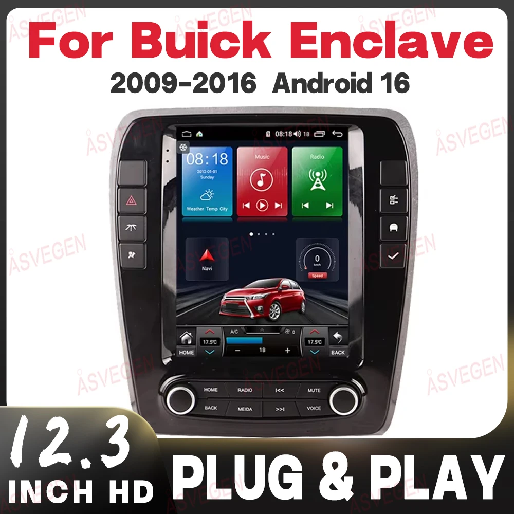 

Car Radio Android 16 For Buick Enclave 2009-2016 12.3" GPS Navigation Stereo Multimedia Video Player DSP IPS Screen Car Player