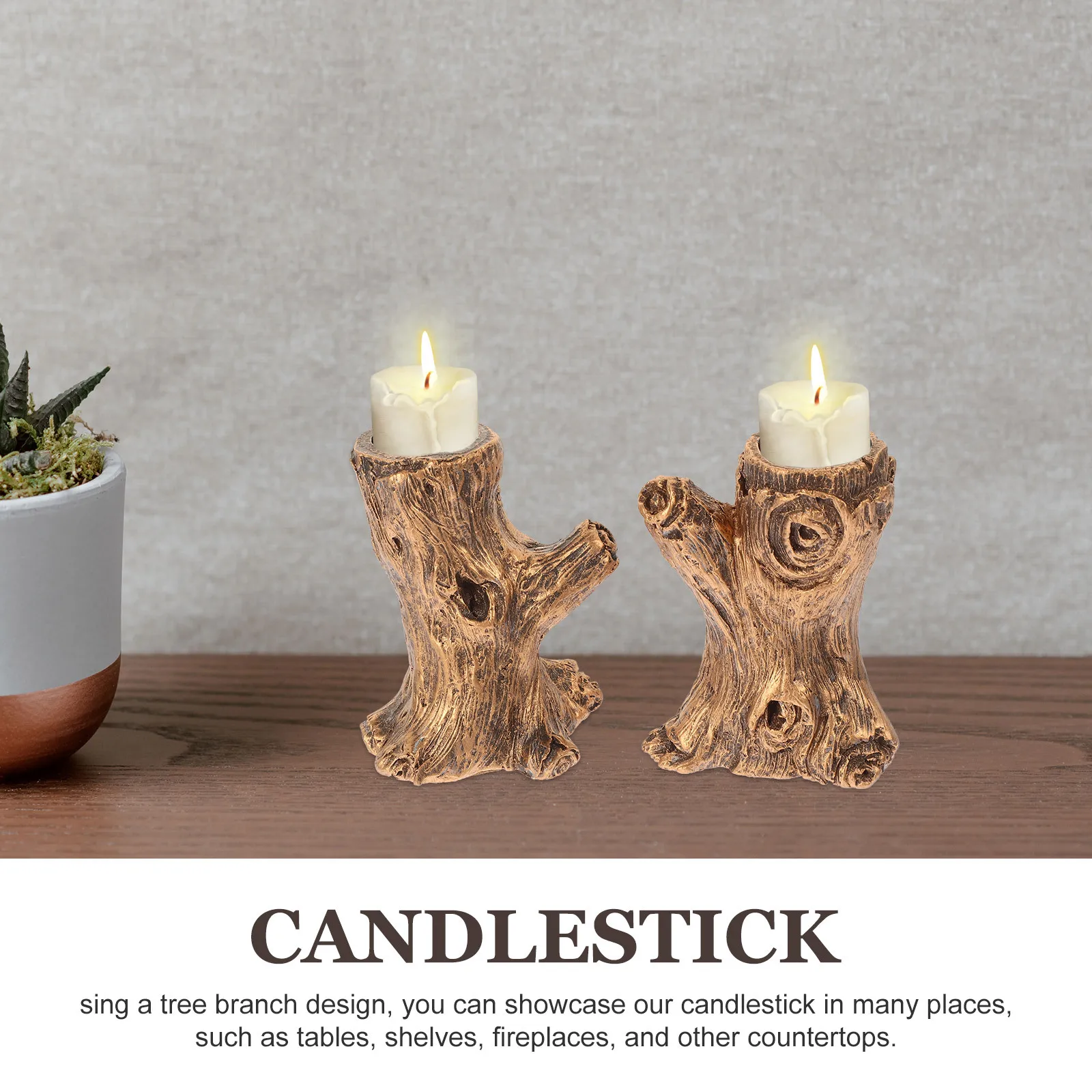 1Pair Unique Holder Resin Tree Stump Wedding Romantic Gift Tealight Tealight Holder Candlestick Tree Stump