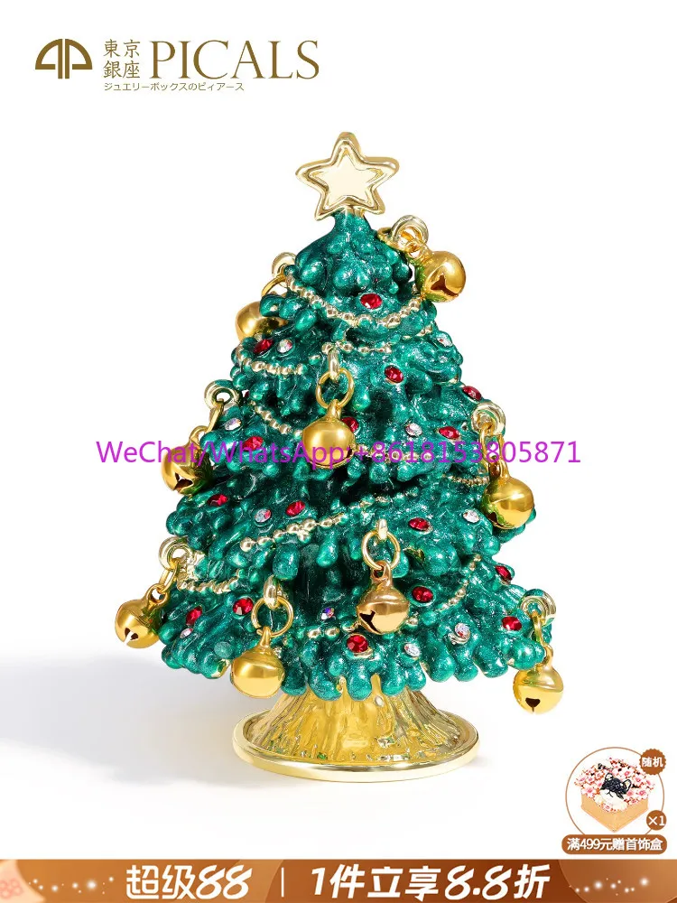High-end enamel color wishing Christmas tree marriage proposal ring jewelry storage ornament