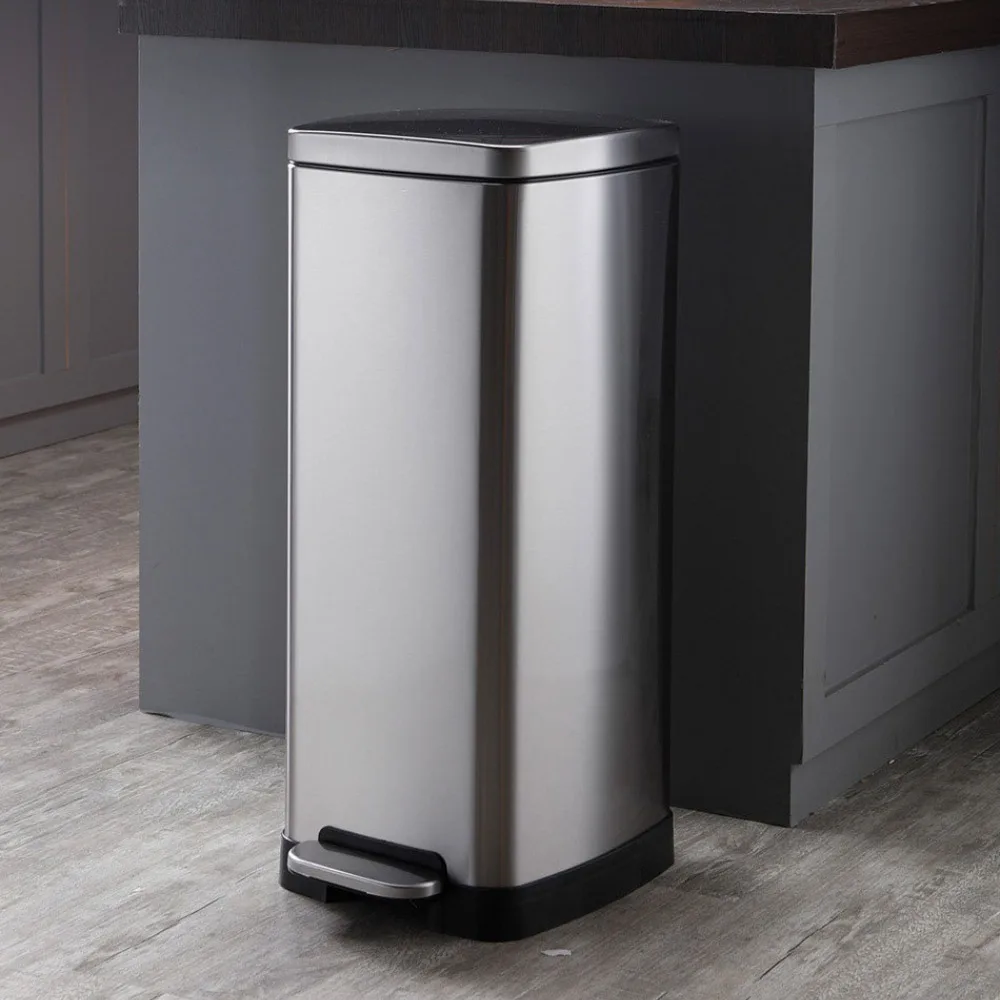 Bin Square Garbage Slow Lowering Mute Storage Bucket High-capacity Household Office Hotel Simple with Lid Foot Pedal Trash Can