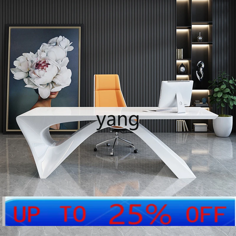 

CX white creative fashion modern president table and chair combination beauty salon office simple table