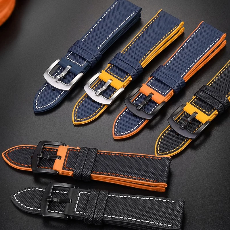 For CITIZEN Blue Angel 22mm 23mm Watch strap Men Radio Wave Watch AT8020-54L AT8020-03L JY8078-52L/01L Canvas Nylon+Rubber bands view 5