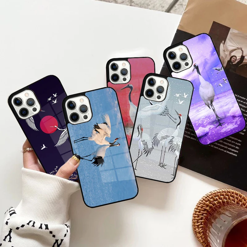 Red-crowned Crane Bird Phone Case Strong Magnetic for iPhone 15 16 14 13 Pro Max 11 12 Mini Magsafe Wireless Charging Cover