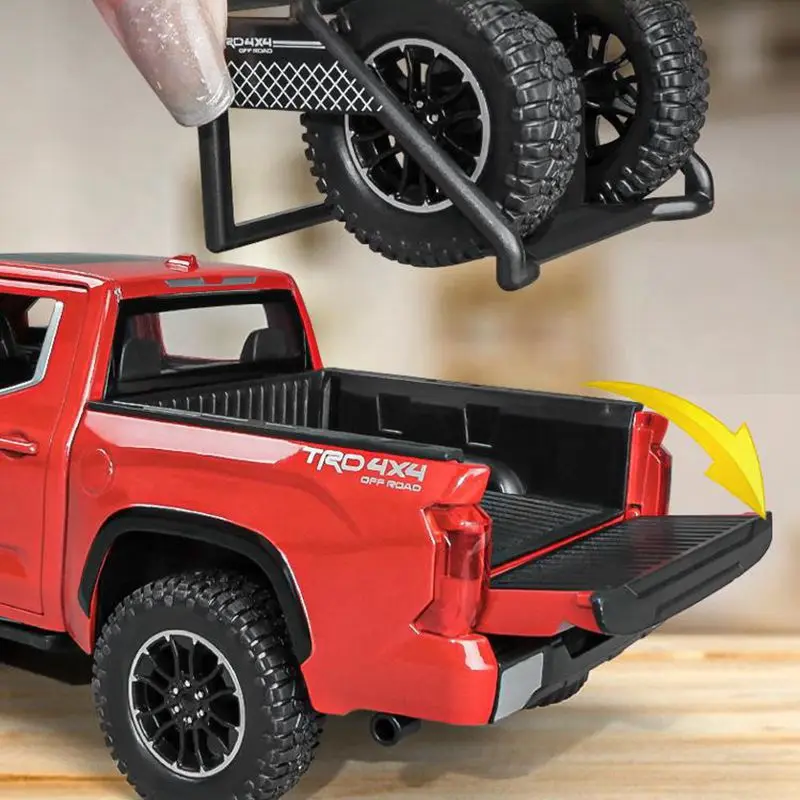 1/24 TOYOTA Tundra TRD Pickup Truck Off-Road Diecast Alloy Miniature Toy Car Model Pull Back Sound Light Collection Gift For Boy