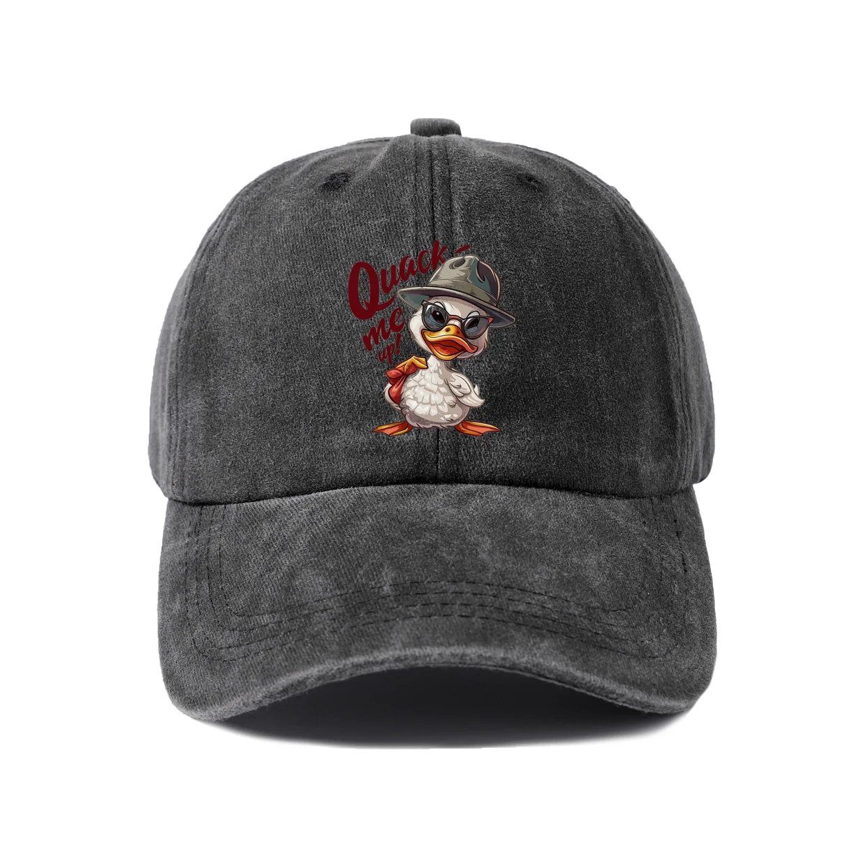 Quack Graphic Vintage Washed Baseball Cap, Adjustable Unisex Dad Hat, Weekend Gift