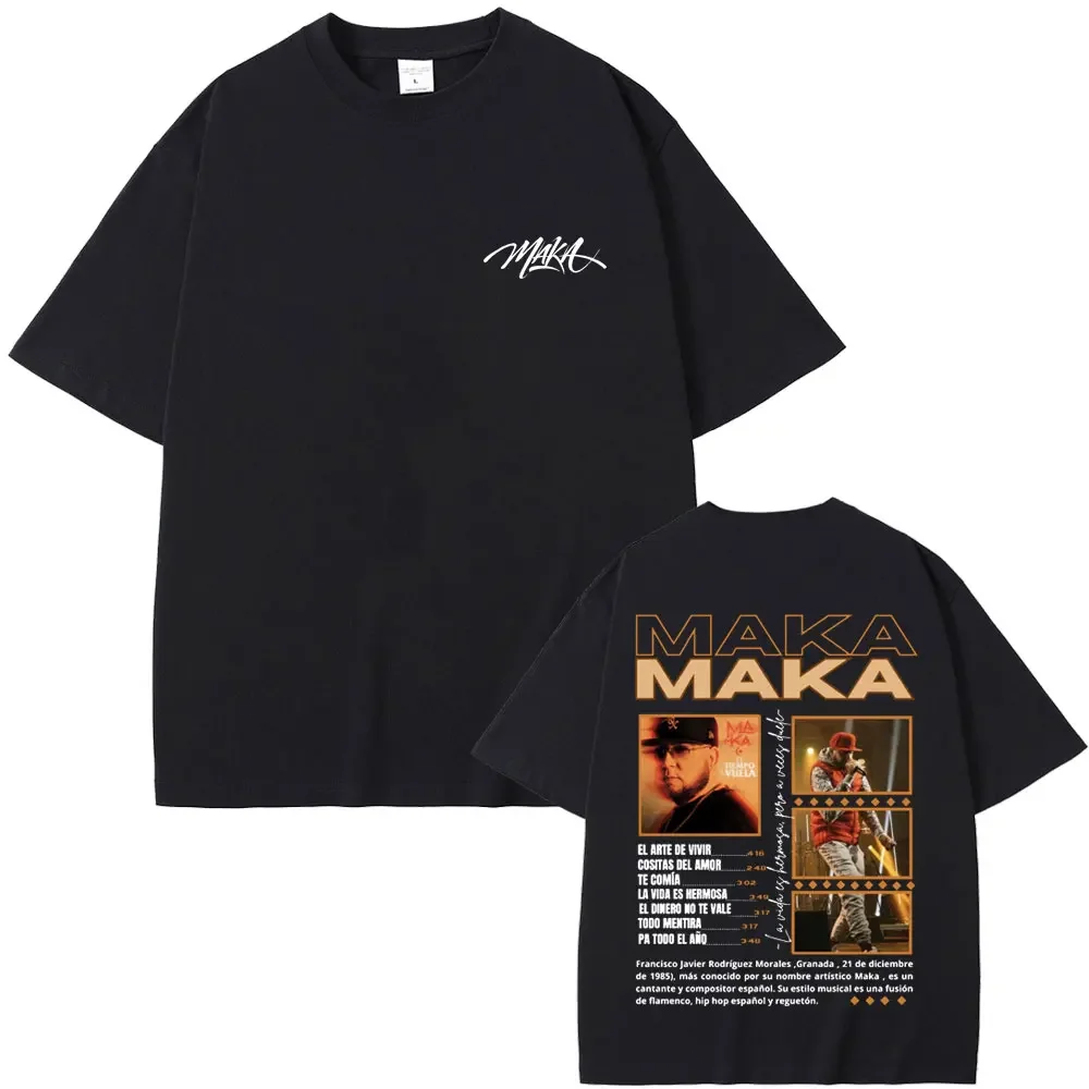 

Рэпер Maka El Tiempo Vuela 2025 Tour Футболки Aura Мужчины Женщины Хип-Хоп Мода Музыка Футболки Мужская Повседневная Хлопковая Футболка Ретро