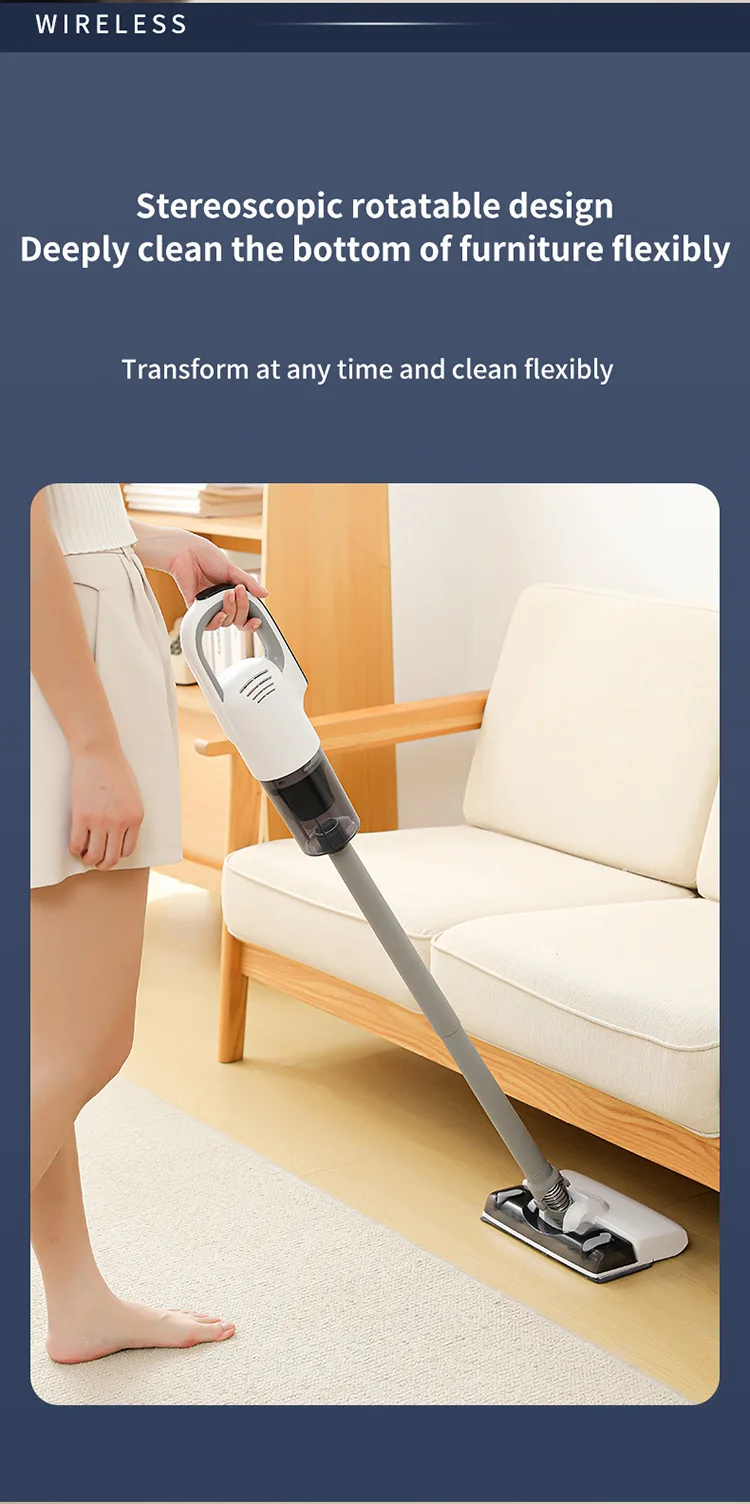 휴대용 무선 수직 드라이 진공청소기 (다용도 브러시 헤드 포함) - 호텔용 경량 핸디형 백리스 클리너