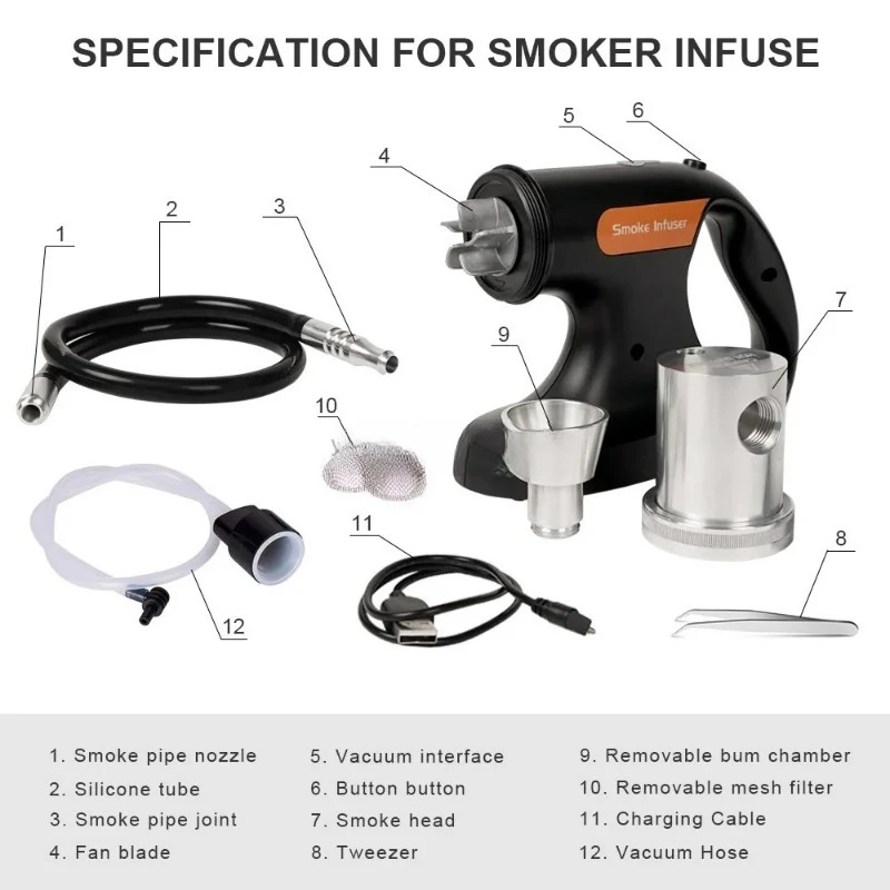 Portable USB Electric Food Smoker Generator Household Cold Smoke Infuser for Cocktail Beverage BBQ Cooking