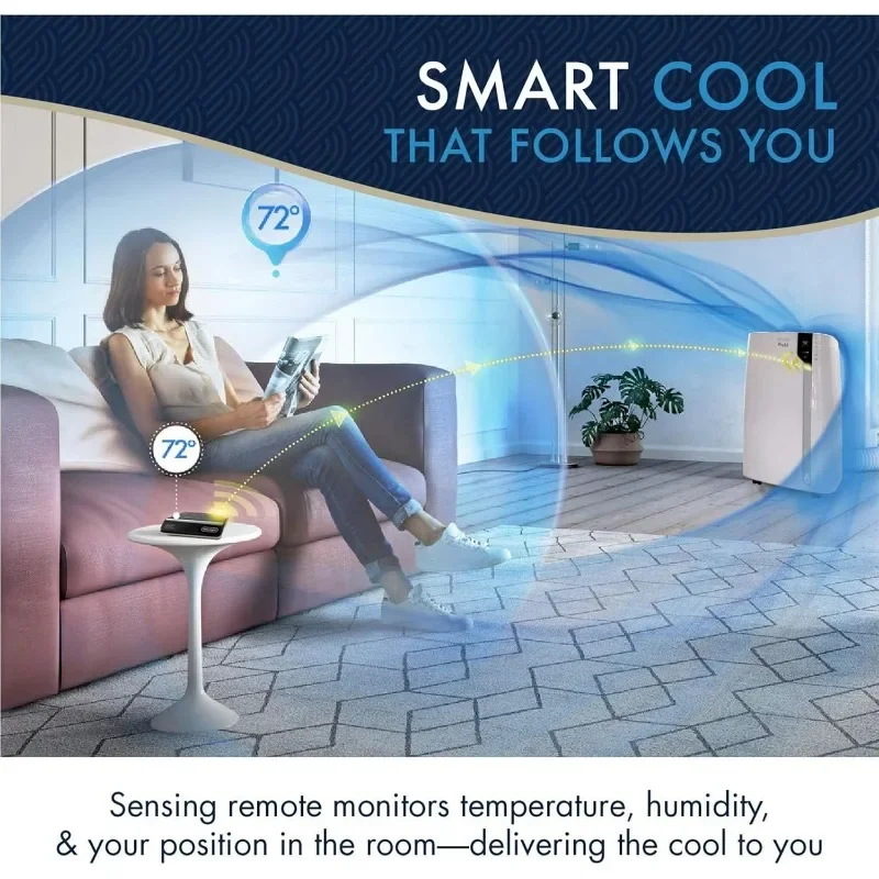 Ar condicionado portátil com controle remoto, Refrigerador de ar para sala, Energia de resfriamento, Desumidificador, Design portátil