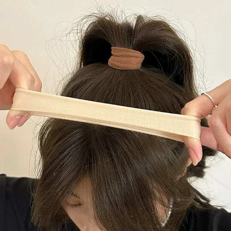 5/60Pcs 두꺼운 머리 밴드 밧줄 나일론 솔리드 높은 포니 테일 홀더 헤어 넥타이 여성 탄성 고무 밴드 Scrunchies 헤어 링