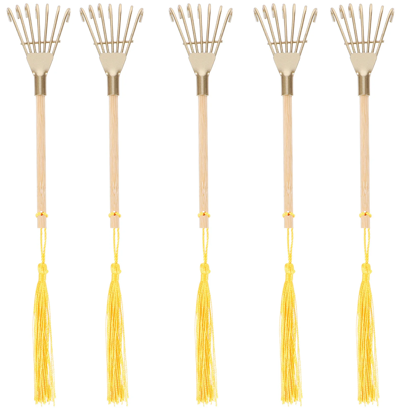Rakes en miniatura, adornos artesanales, rastrillo de jardín Zen de bambú de Metal liso para mesa de arena, incienso, cenizas, decoración Interior del hogar, 5 uds.