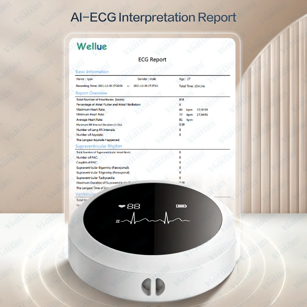 

Viatom Lepod Pro Machine 12 Lead AI- Analyze Portability Holter Electrodes Disposal Heart