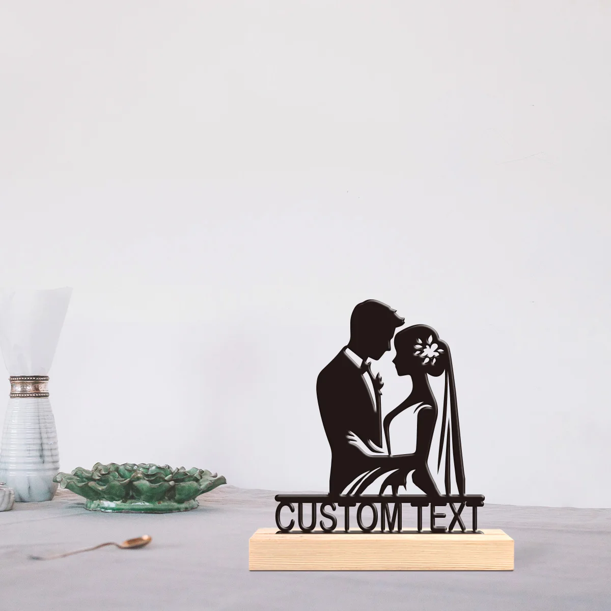 1pc Customized Metal Handicraft Ornaments Customizable Name With Wooden Base Home or Office Decorations