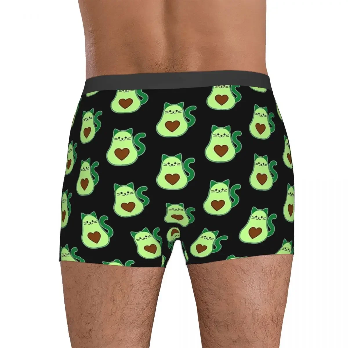 Homens Abacate Cat Boxer Shorts, Avogato Abacate Amante-Cat Amante Calcinha, Ventile Cueca